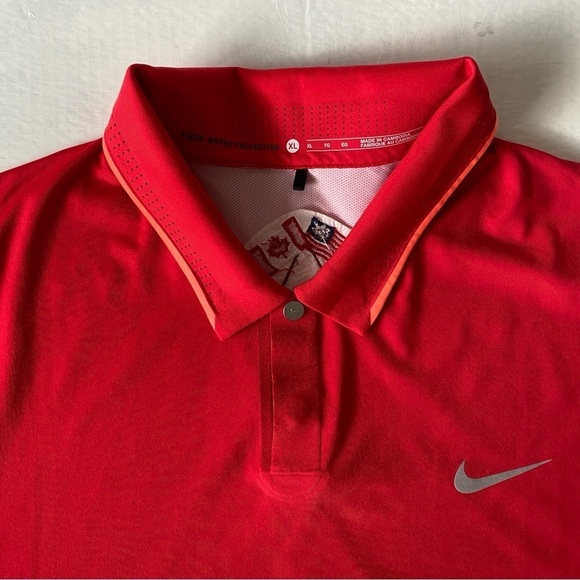 Nike Tiger Woods Collection TW Glow Polo Golf Shirt XL Canada/USA Flag Dri-Fit - Picture 3 of 11
